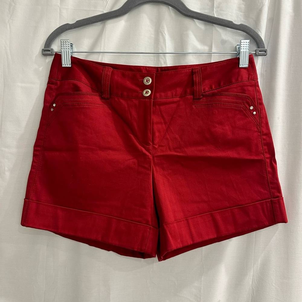NEW White House Black Market Women's Red Sparkle High Waisted Shirts Size 2